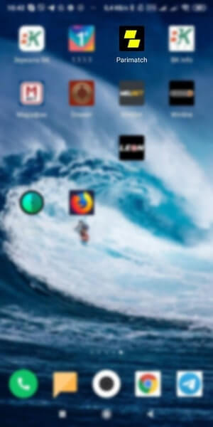 установленное приложение ПариМатч (Parimatch) через Firefox