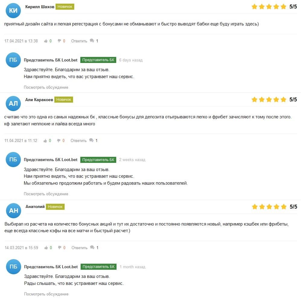 Отзывы о бонусах LootBet